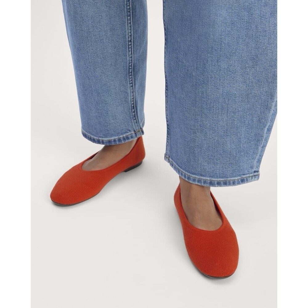 Everlane The Day Glove ReKnit Flats Poppy Red Woven Ballet Stretch Women Sz 8.5